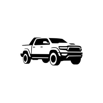 vector truck double cabin on white background. use for logo or illustration