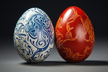 easter eggs on a white background