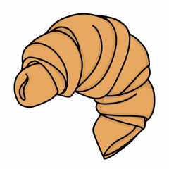 croissant isolated doodle style hand drawn on white background