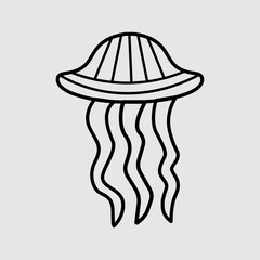 Jellyfish outline in doodle style. Vector illustration         