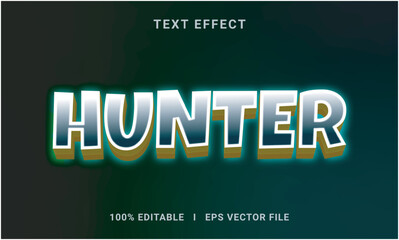 Obraz premium Vector 3d hunter text effect editable premium vector