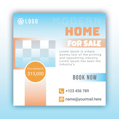 Obraz premium Modern home social media post template design