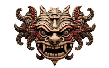 Cultural Splendor: 3D Naga Tribal Mask on a Transparent Background