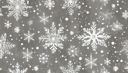 Naklejka na ściany i meble a gray and white snowflake pattern with white snow flakes generative ai