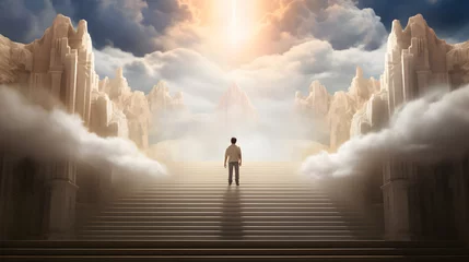 Foto op Canvas Path leading to heaven, man stands in front of the Paradise gates © Trendy Graphics