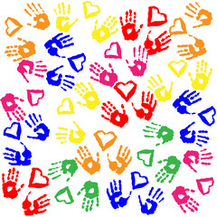 seamless pattern with colorful hands