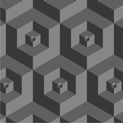 Abstract 3D background with cubes, geometric seamless pattern, 3d effect hexagons in repeat