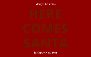 Christmas card, Here comes Santa card, letterpress style