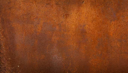 Schilderijen op glas grunge rusty orange brown metal corten steel stone background texture © Alicia