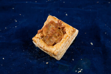 Tandoori Chicken Cheese puff isolated on blue background top view of savory snack food