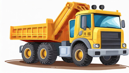 articulated construction truck cartoon on white background generative ai