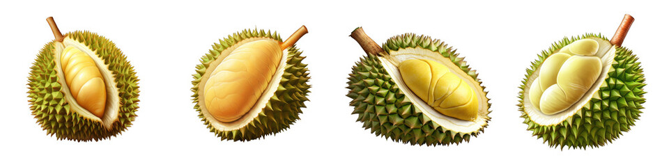 Durian clipart collection, vector, icons isolated on transparent background - obrazy, fototapety, plakaty