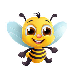 Cartoon happy bee . PNG. Transpatent background