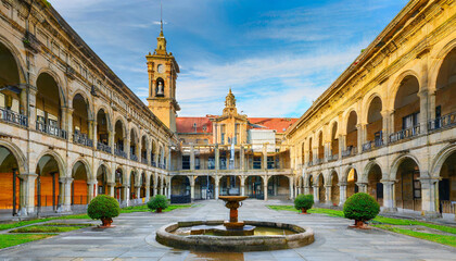 central patio of the gijon labor university in asturias