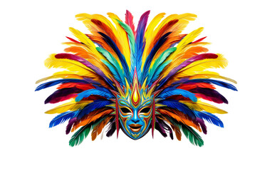 Crafted in 3D: Brazilian Carnival Samba Dance Character Mask on a Transparent Background