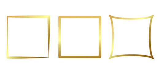 Set of square gold frames vector