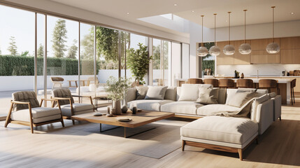 Fototapeta premium Beautiful modern living room with natural light