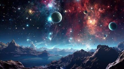 Fototapeta na wymiar Science fiction, fantasy universe space cosmos galaxy wallpaper background