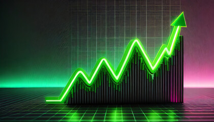 cgreen economy chart on dark colorful neon background ai