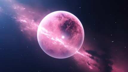 Pink planet in outer space