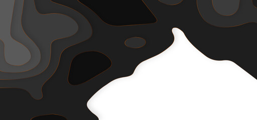 Abstract wavy black papercut style artwork on white background. Gray 3d papercut artwork - Luxury black wave and empty space for text - Abstract multi-layers 3d papercut background.