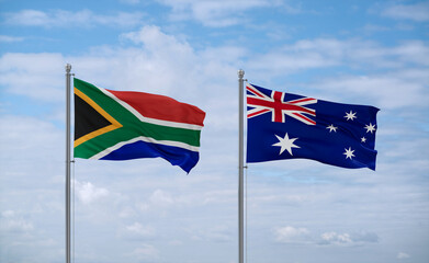 Australia and South Africa flags, country relationship concept