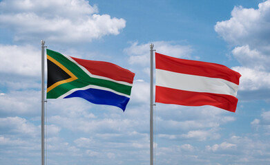 Austria and South Africa flags, country relationship concept