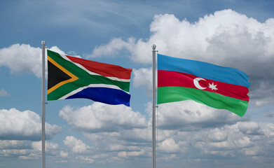 Azerbaijan and South Africa flags, country relationship concept