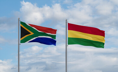 Bolivia and South Africa flags, country relationship concept