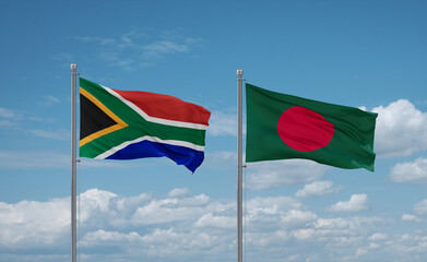Bangladesh and South Africa flags, country relationship concept