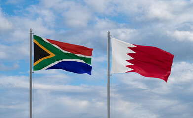 Bahrain and South Africa flags, country relationship concept