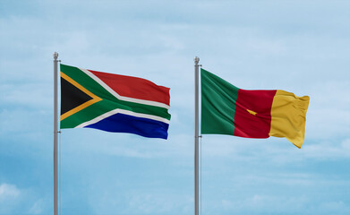 Cameroon and South Africa flags, country relationship concept