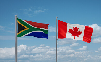 Canada and South Africa flags, country relationship concept