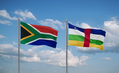 Central African Republic and South Africa flags, country relationship concept