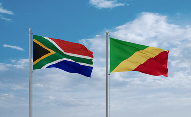Congo and South Africa flags, country relationship concept