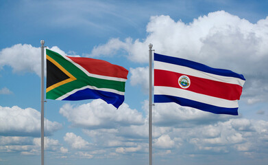 Costa Rico and South Africa flags, country relationship concept