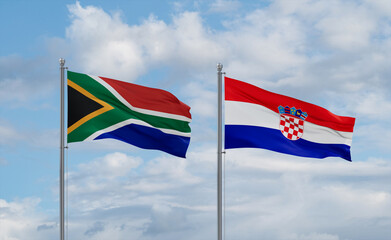 Croatia and South Africa flags, country relationship concept