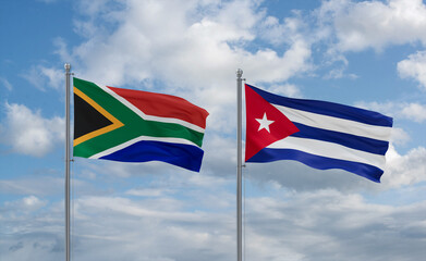 Cuba and South Africa flags, country relationship concept