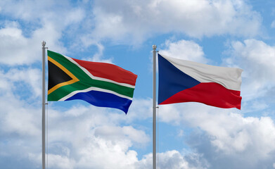 Czech Republic and South Africa flags, country relationship concept