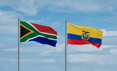 Ecuador and South Africa flags, country relationship concept