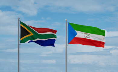 Equatorial Guinea and South Africa flags, country relationship concept