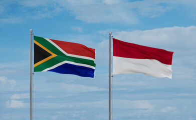 Indonesia and South Africa flags, country relationship concept