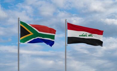 Iraq and South Africa flags, country relationship concept