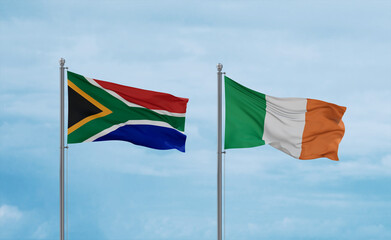 Ireland and South Africa flags, country relationship concept