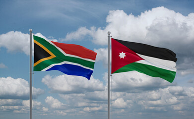 Jordan and South Africa flags, country relationship concept