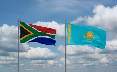 Kazakhstan and South Africa flags, country relationship concept