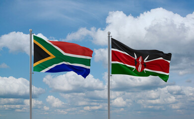 Kenya and South Africa flags, country relationship concept