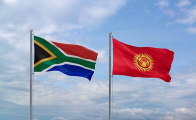 Kyrgyzstan and South Africa flags, country relationship concept
