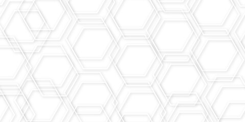 Abstract white background and white surface with hexagonal shape line . Luxury wave gray pattern. Abstract vector illustration. Poster, wallpaper. 