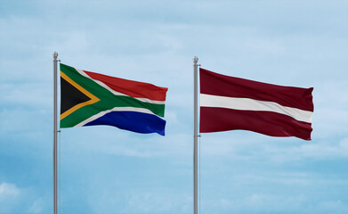 Latvia and South Africa flags, country relationship concept